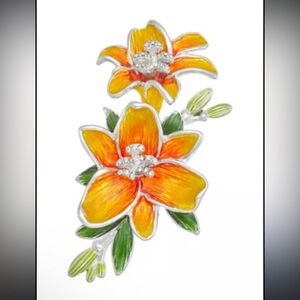 Napier Orange and Yellow Floral Brooch